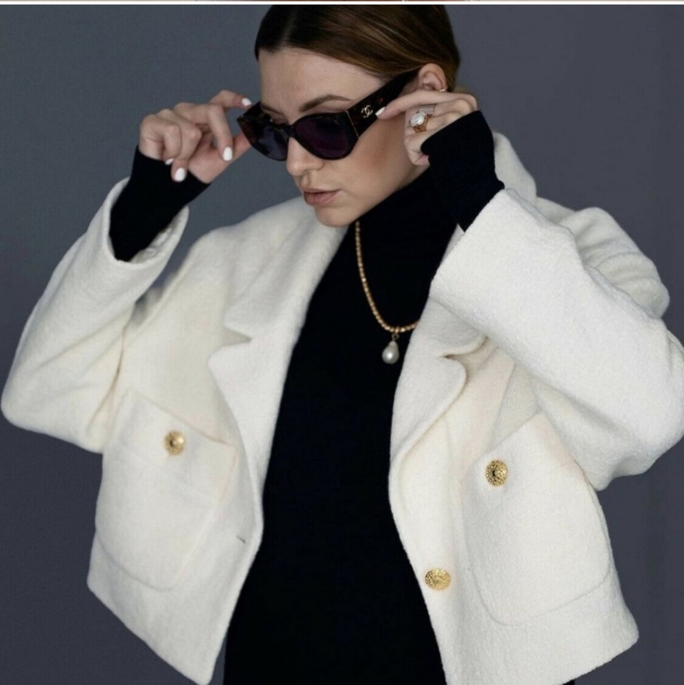 Zara * Cropped Textured Blazer Coat - Picture 2 of 16